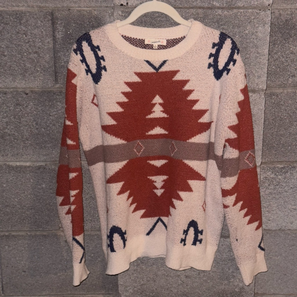 Magnolia Boutique Crew Neck Fleece Sweater S Aztec BoHo western